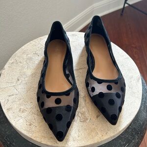 J Crew sheer black polka dot pointed toe flats size is 8.5
